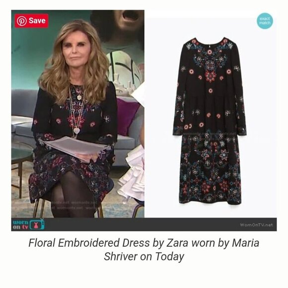 Zara Woman Floral Embroidered Runway Fav Long Sleeve Black Midi Dress Size M - Picture 8 of 14